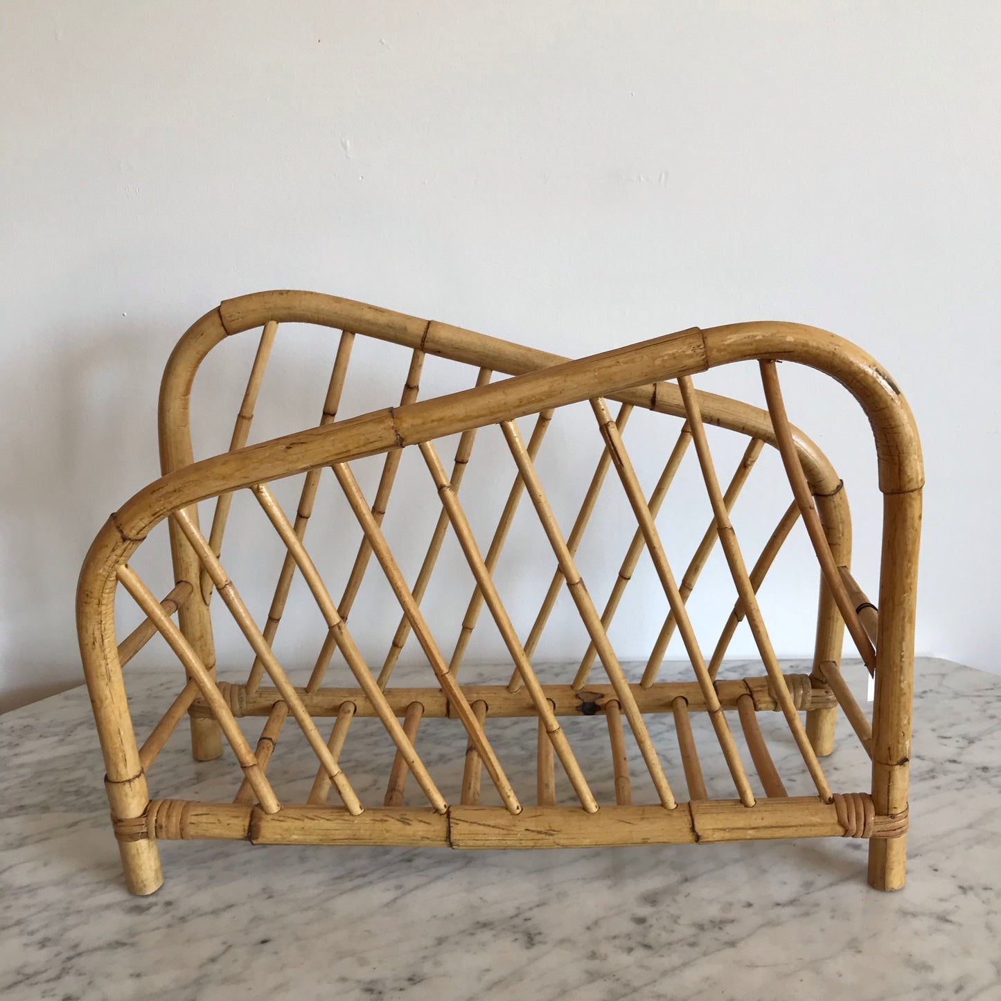 Angular Rattan Magazine Holder