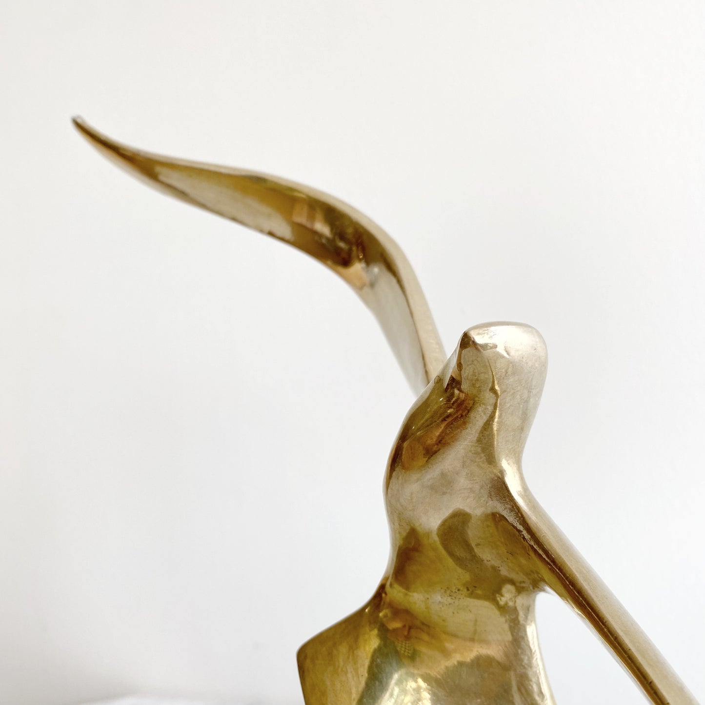 Vintage Minimalist Brass Seagull Sculpture