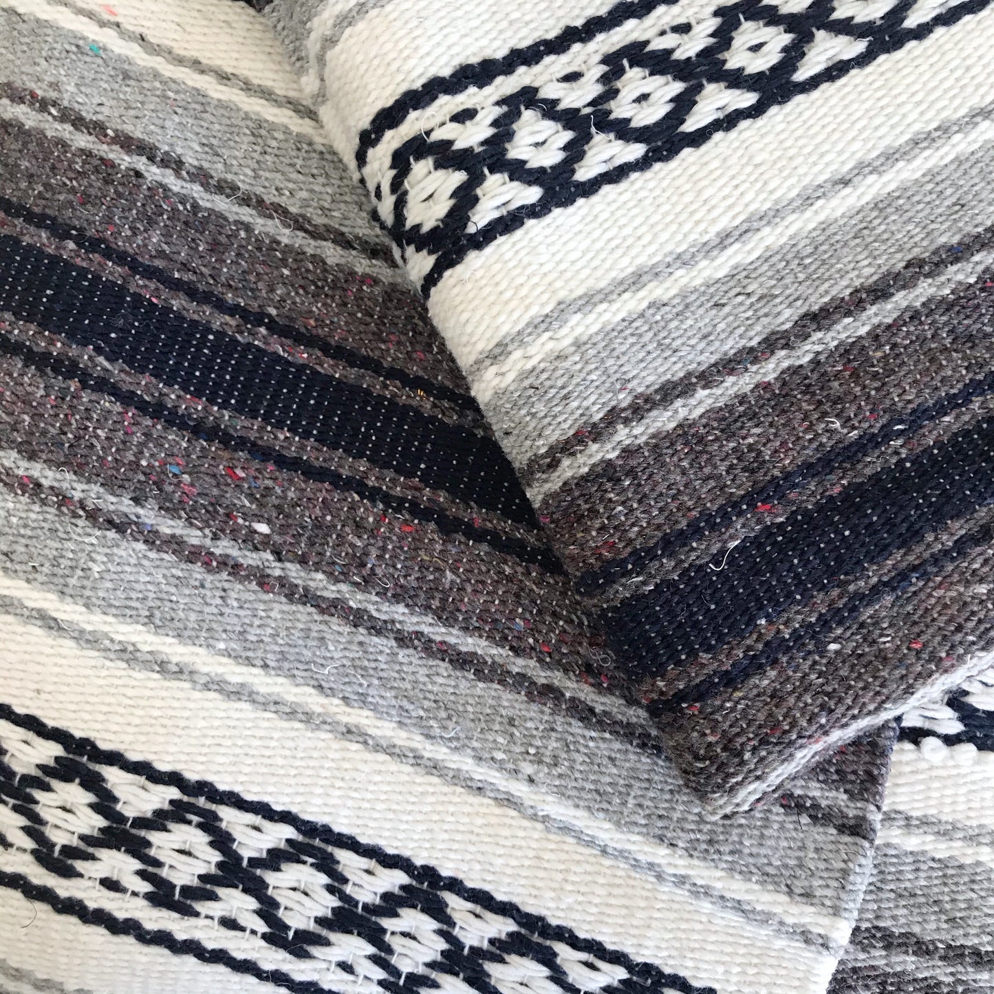 Vintage Hand-Loomed Woven Blanket, Mexico