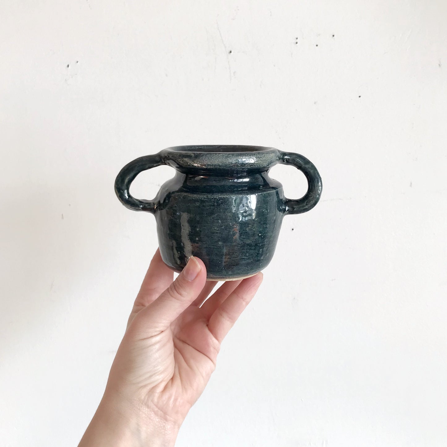 Hand-built Pottery Vessel with Double Handles