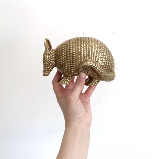 RESERVED: XL Vintage Brass Armadillo Bookend / Doorstop