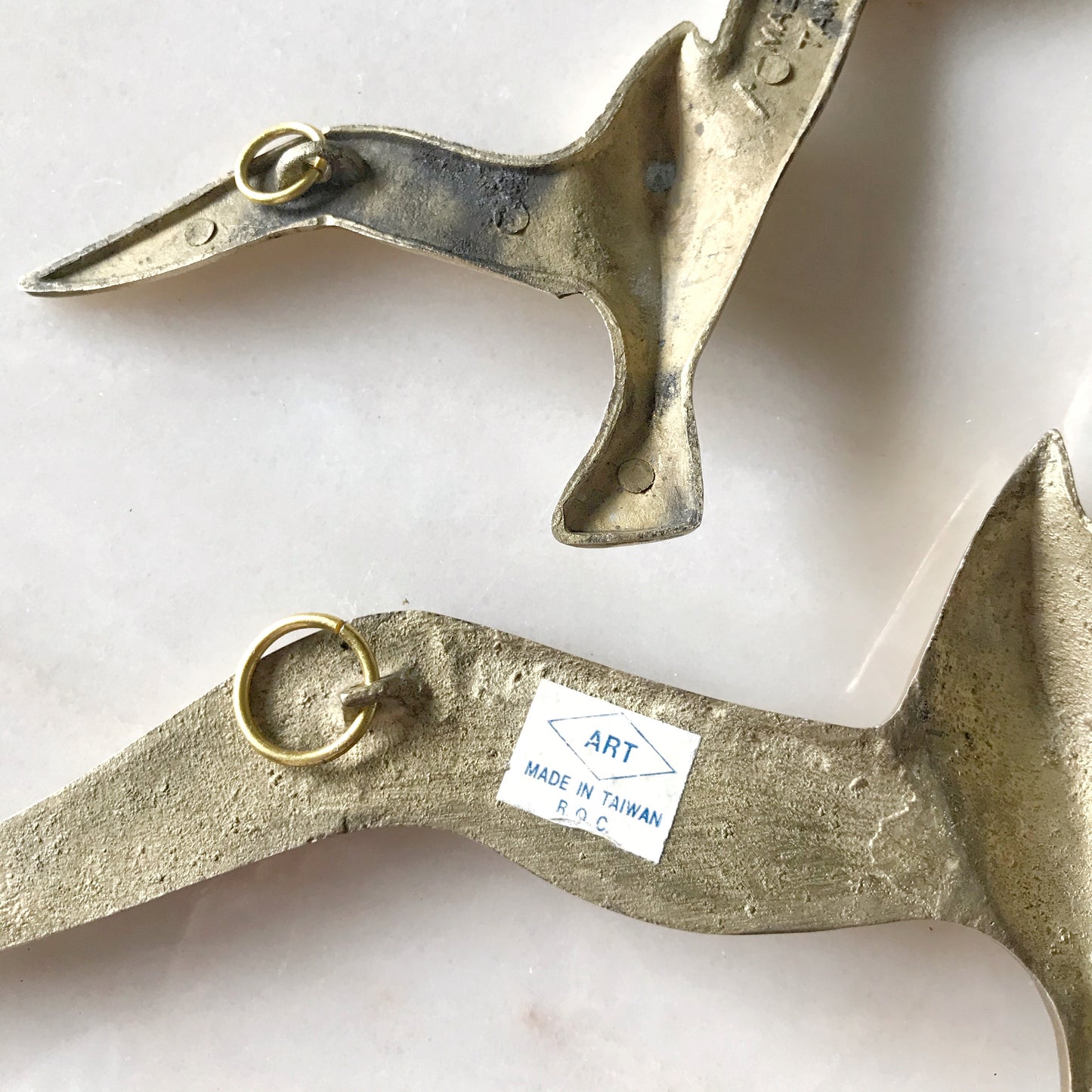 Pair of Vintage Brass Seagulls, Wall Decor