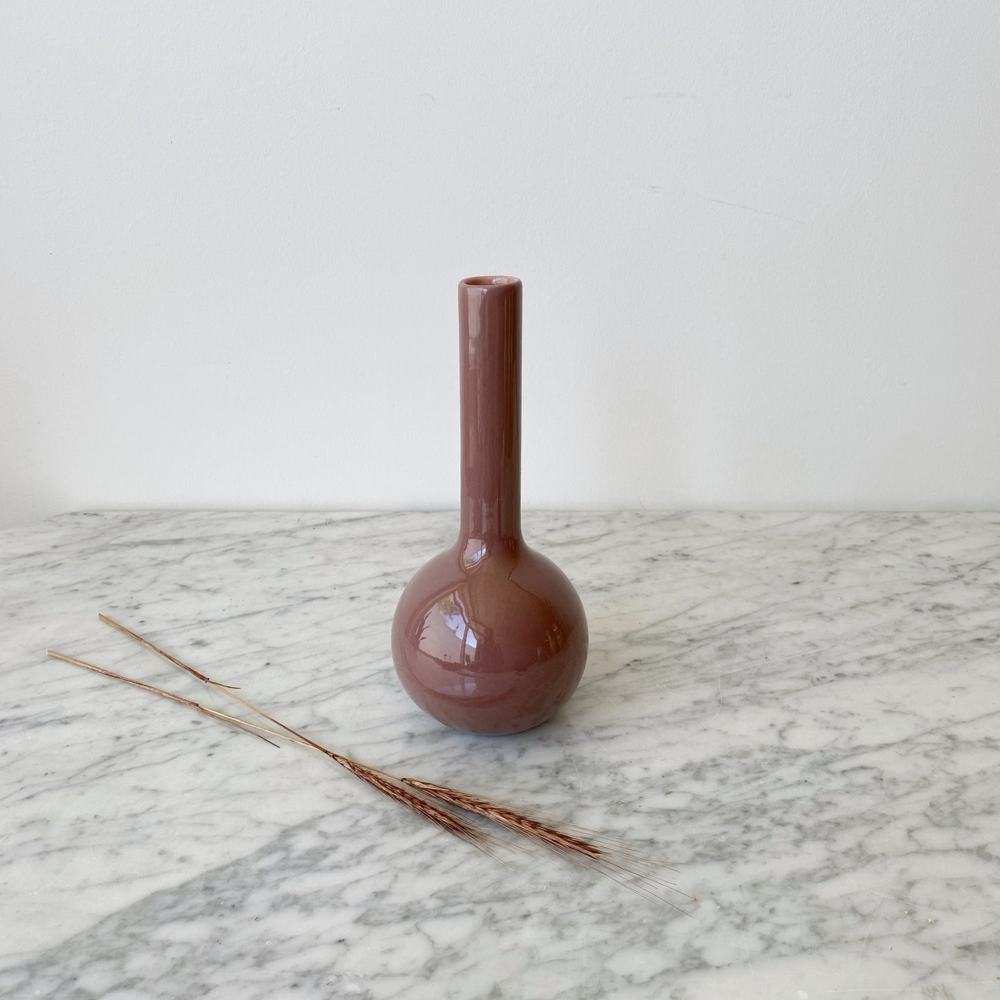 Vintage Mauve Ceramic Bud Vase, 9”