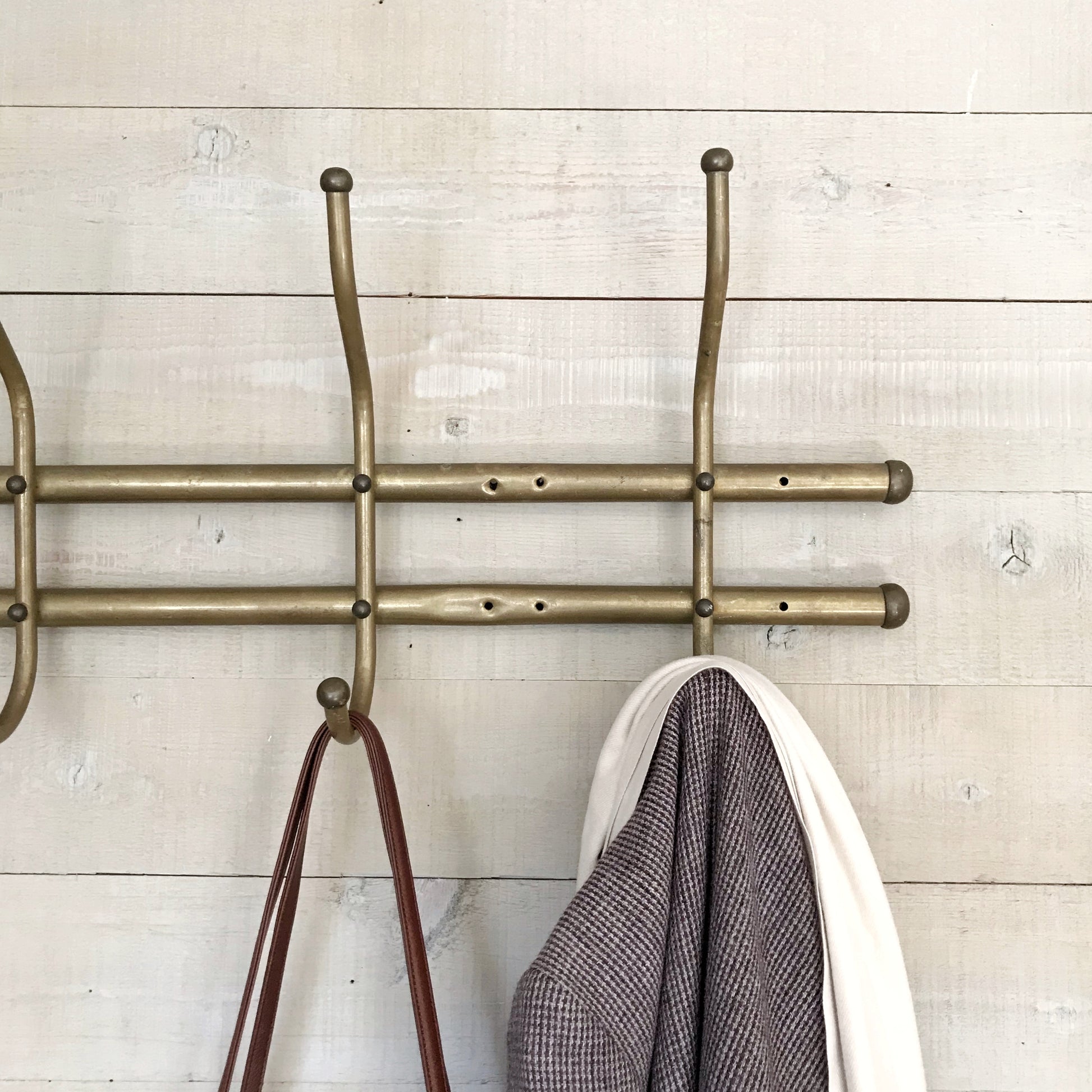 Antique Brass Wall Mounted Coat Rack, 36