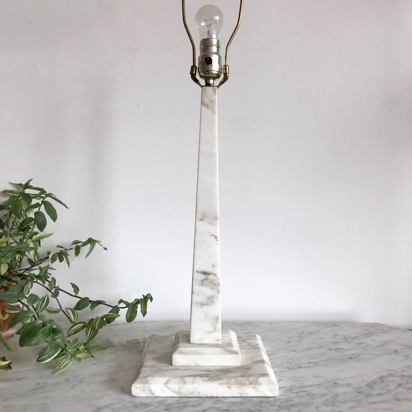 Mid-Century Solid Marble Obelisk Lamp