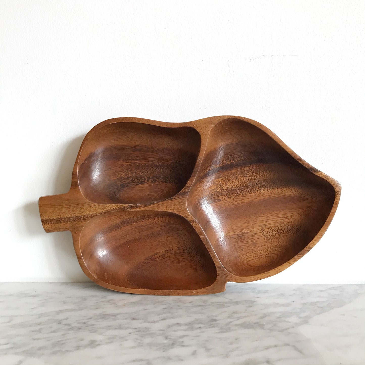 Vintage Wooden Leaf Serving Dish