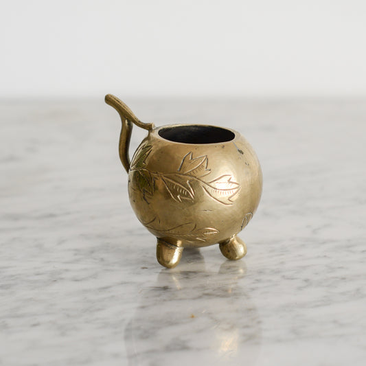 Vintage Solid Brass Footed Cup with Handle