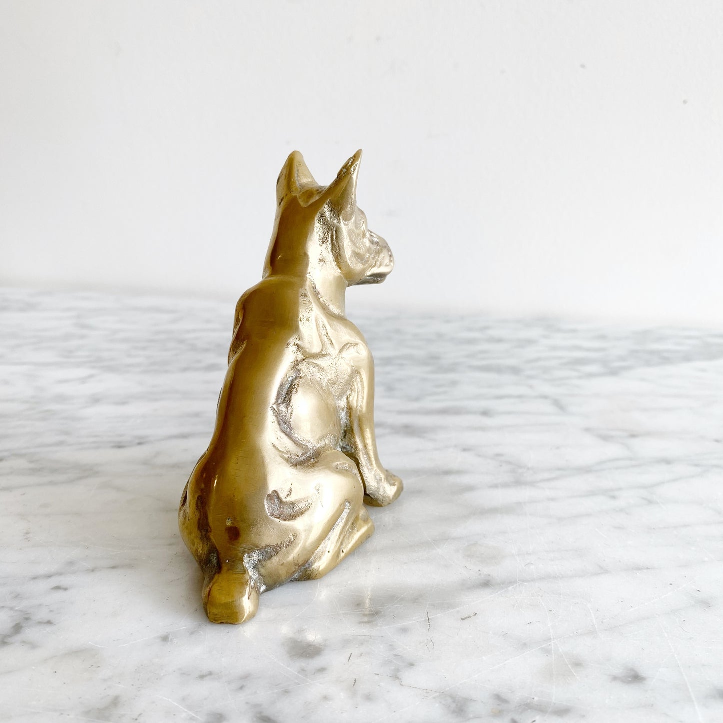 Vintage Brass Boxer / Terrier Dog, 5”