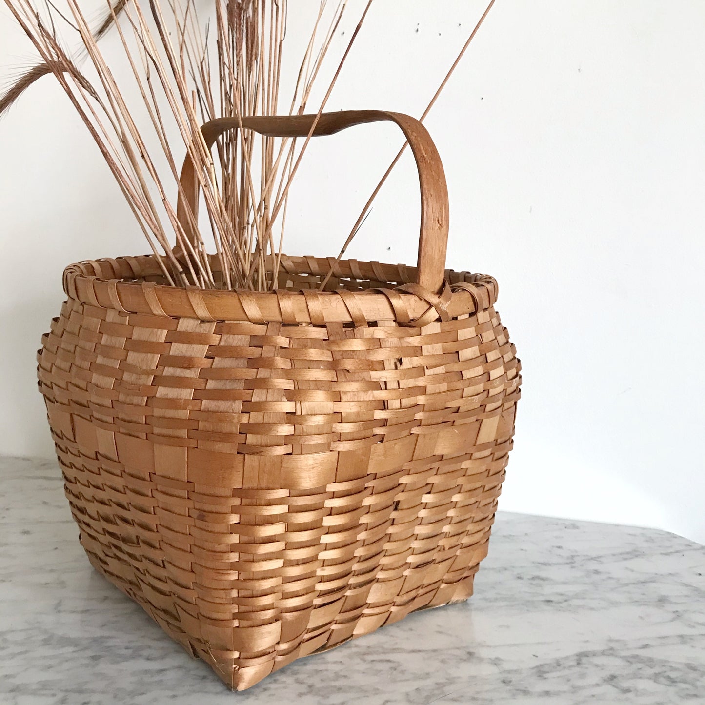 Large Vintage Handmade Woven Basket