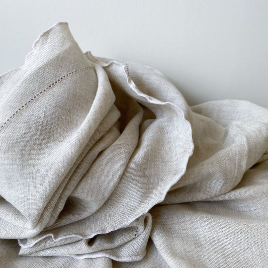 Vintage Oval Tablecloth, Natural