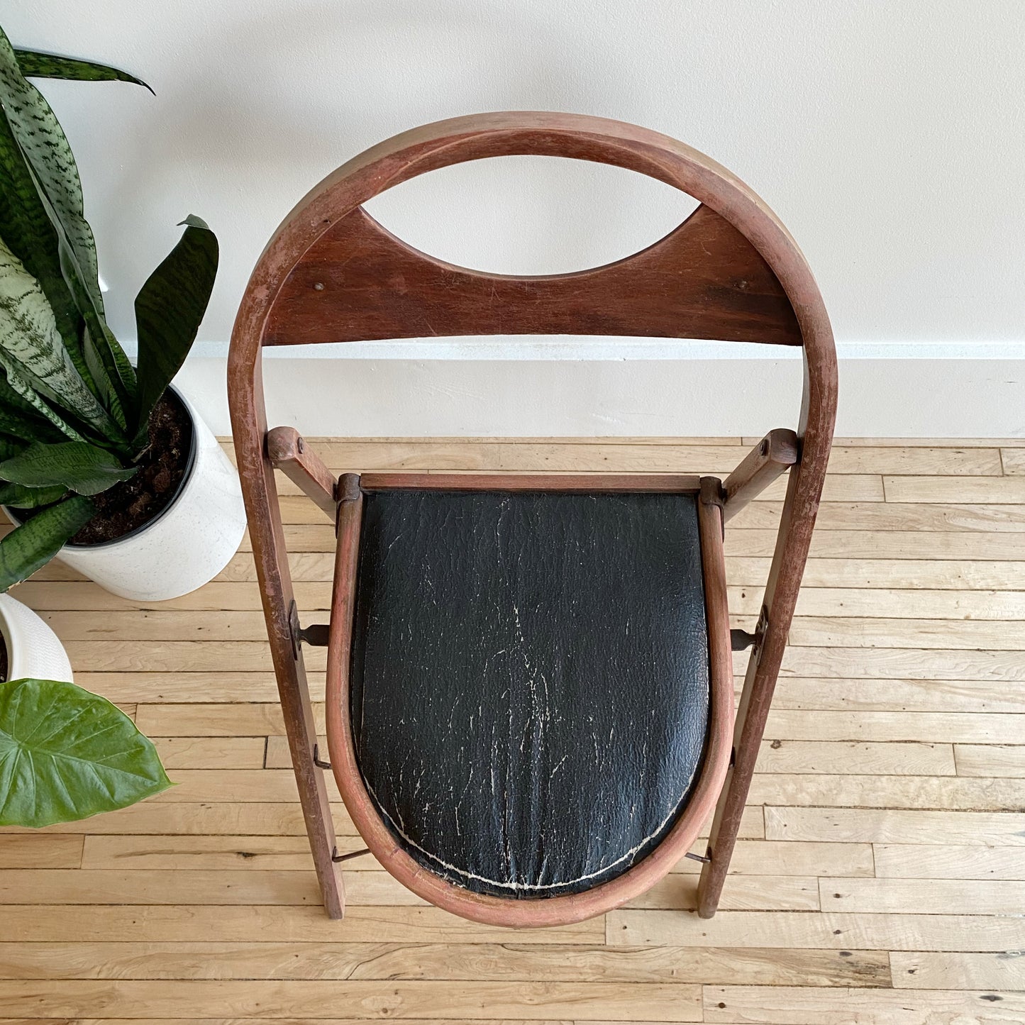 Vintage 1930’s Folding Chair with Black Seat