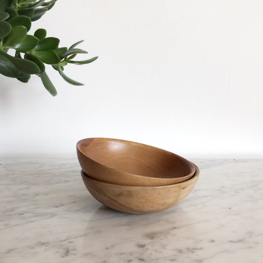 Pair of Vintage Turned Wood Bowls