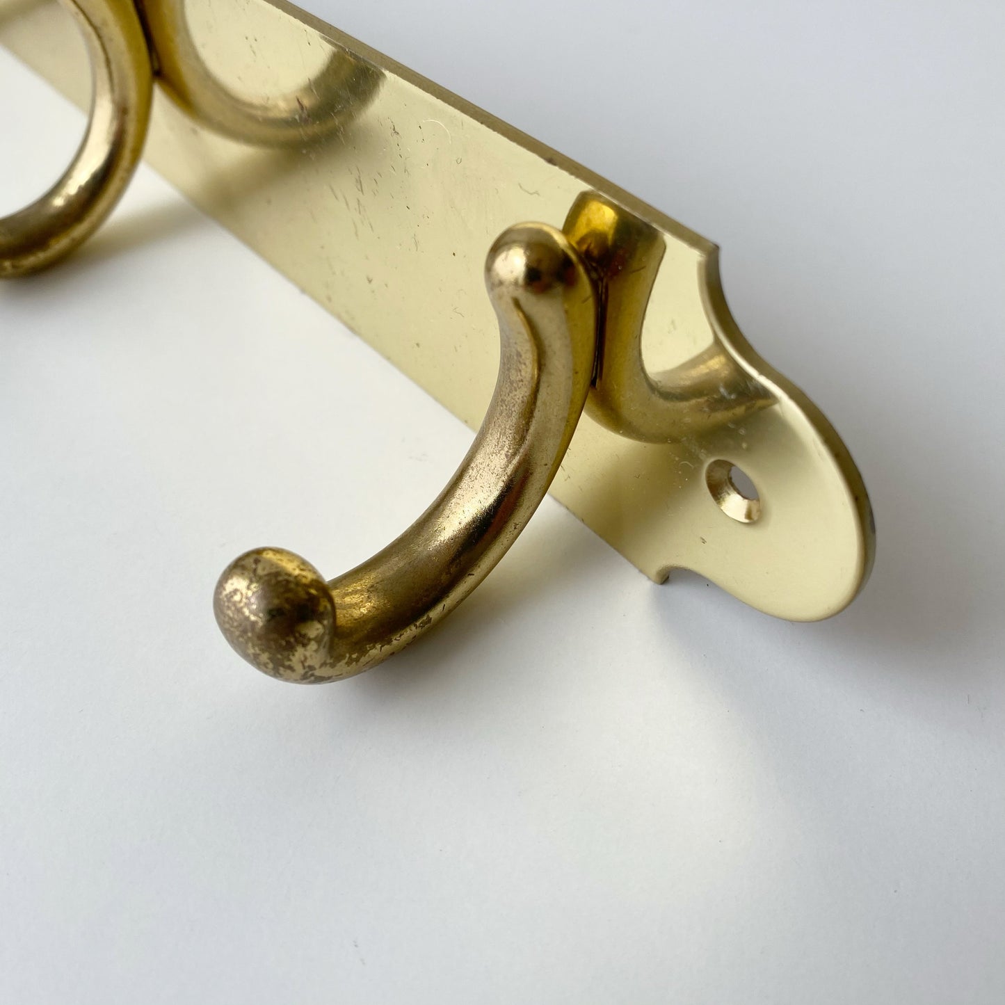 Vintage Brass Wall Hooks on Plaque