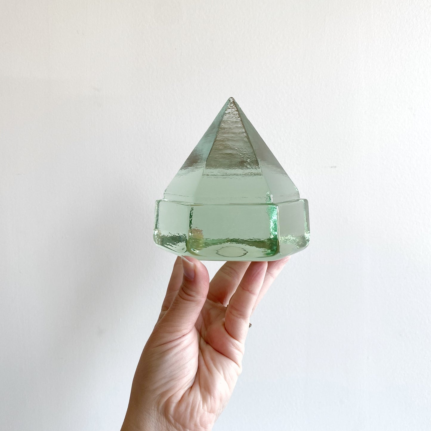 Found Aqua Glass Prism Paperweight / Deck Prism