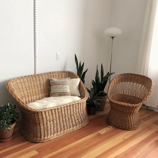 Vintage Sculptural Wicker Seating