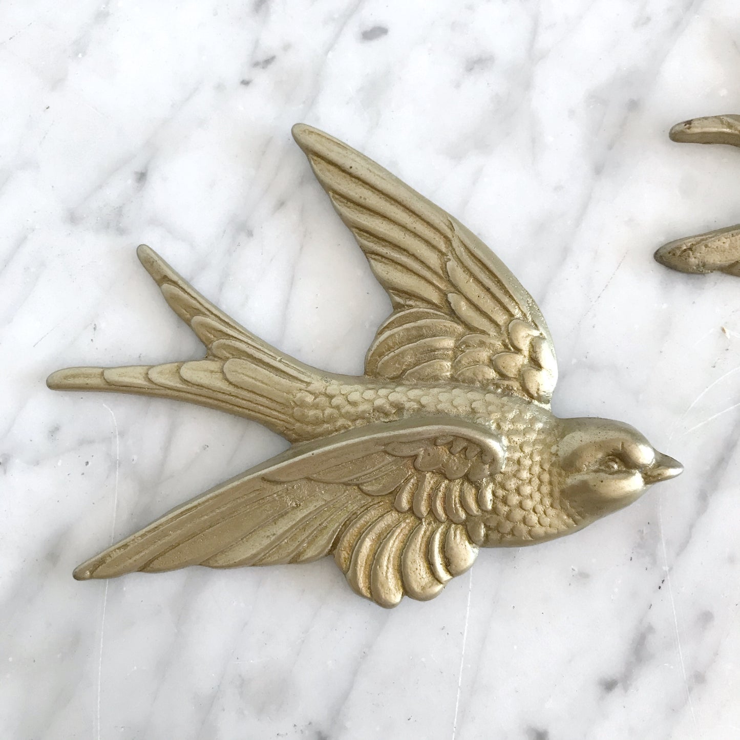 Set of Vintage Brass Sparrows / Wall Decor
