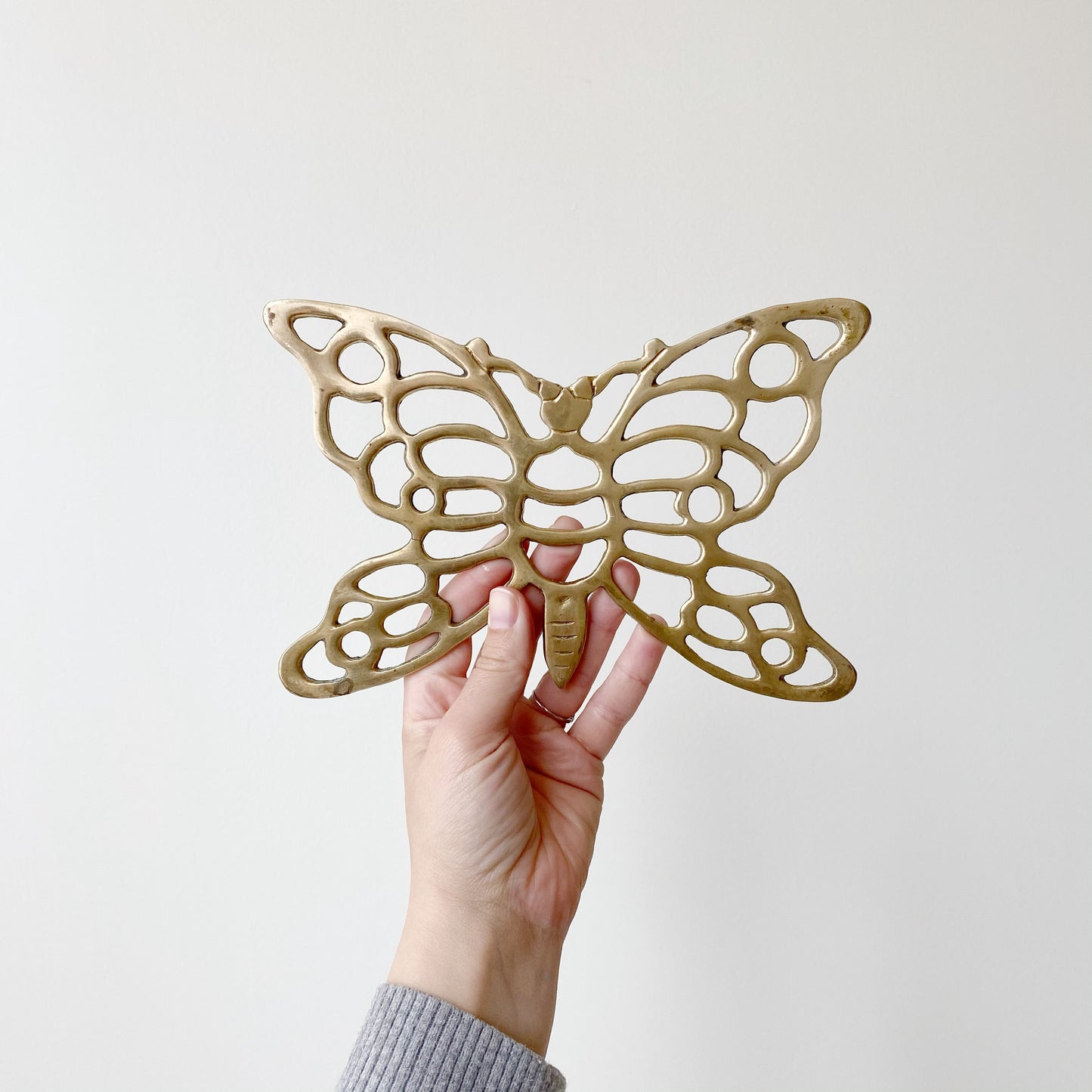 Vintage Solid Brass Butterfly Trivet / Wall Decor