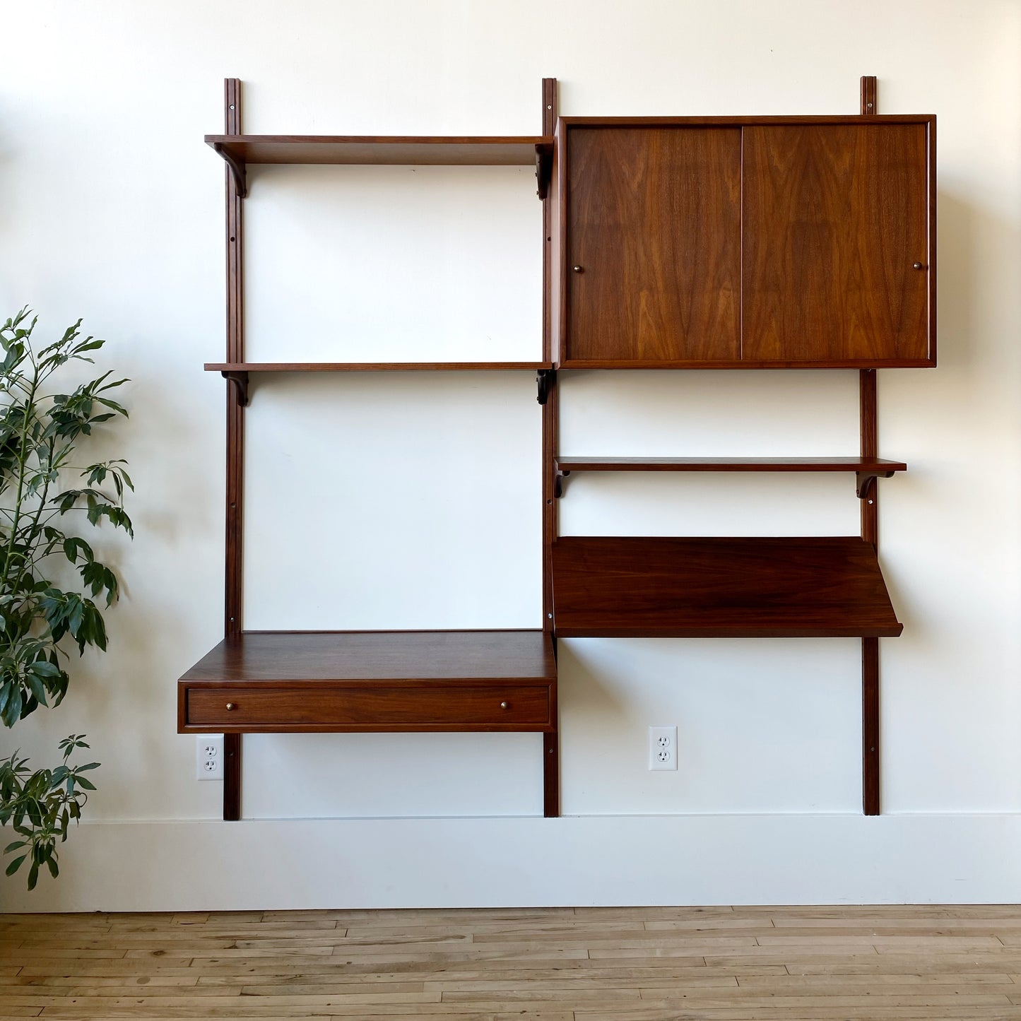 Vintage Mid Century Double Bay Wall Unit