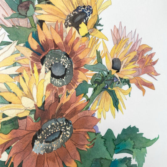 Oversized Original Sunflower Art Print, (28.25” x 43.75”)