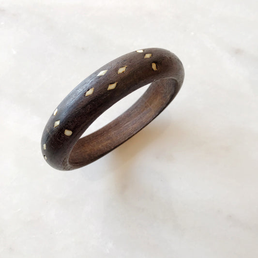 Vintage Wood Bracelet with Inlay