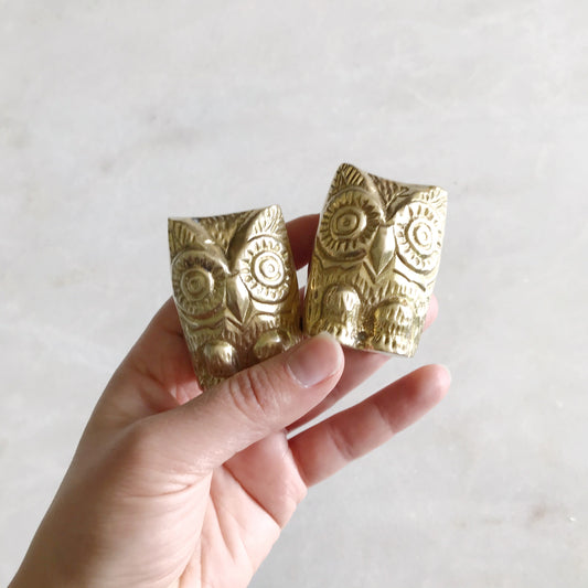 Vintage Brass Owl Twins