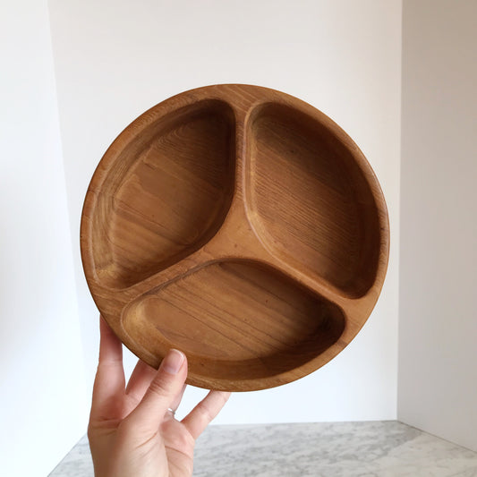 Vintage Divided Wood Serving Bowl by Dansk