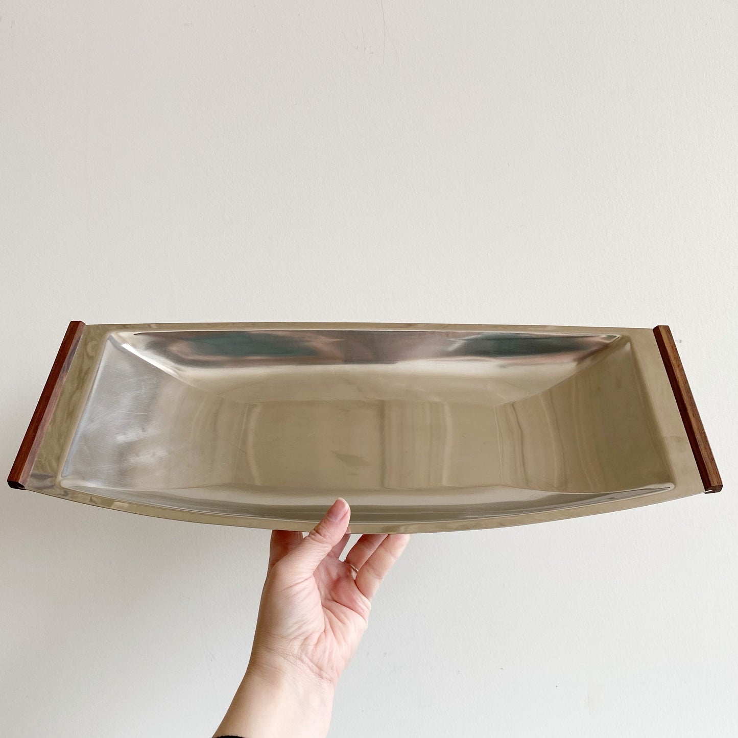 XL Vintage Danish Stainless Steel Serving Tray, 19"