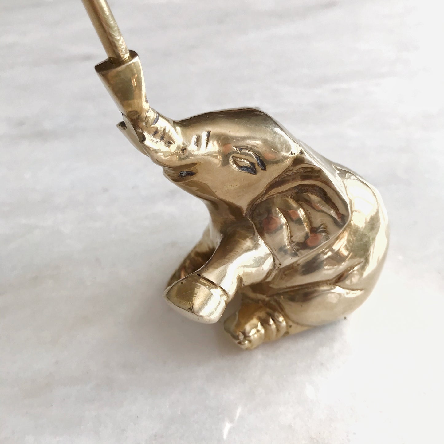 Vintage Brass Elephant with Umbrella