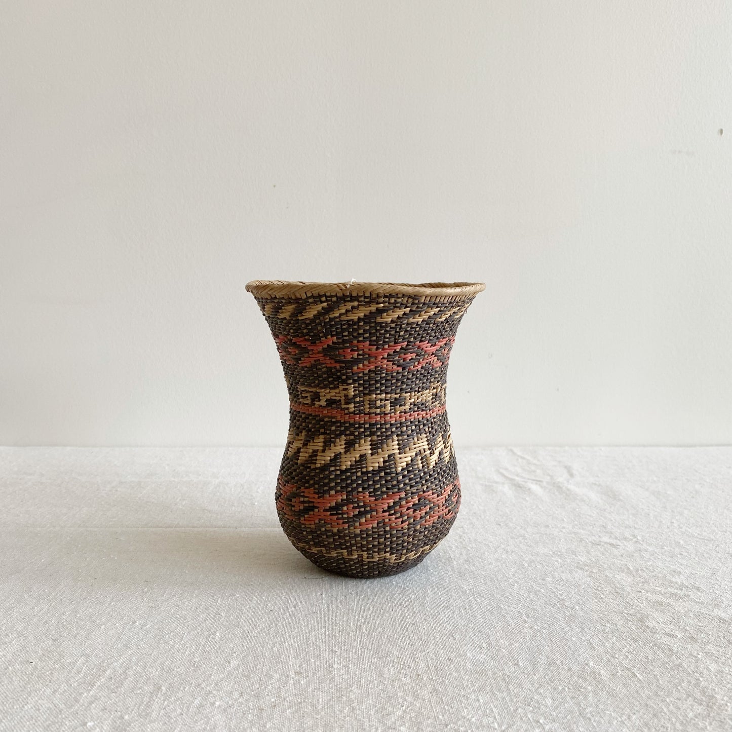 Vintage Woven Rattan Vase, 5.75”