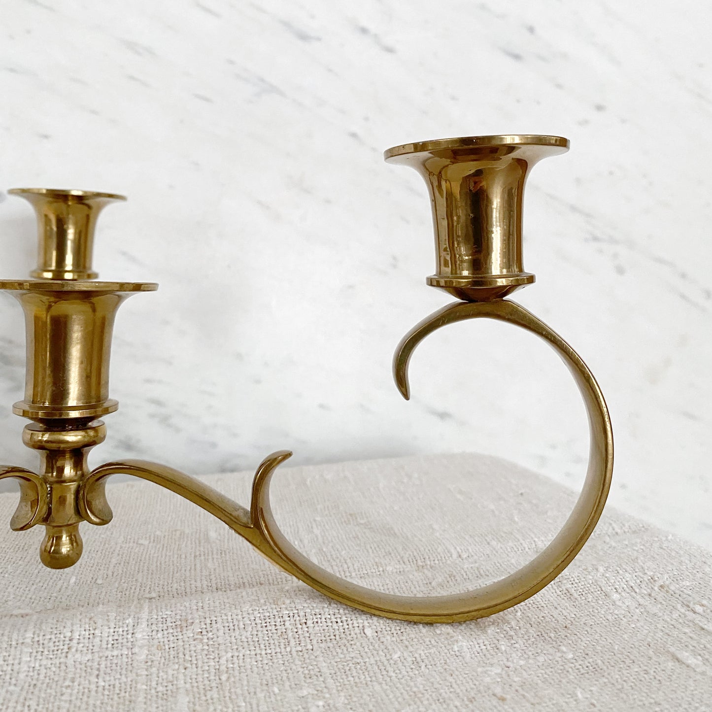 Vintage Solid Brass 3-Arm Candelabra