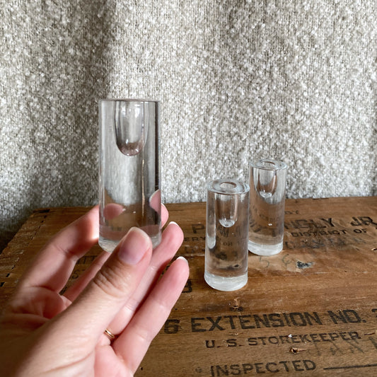 Set of 3 Slender Glass Taper Holders