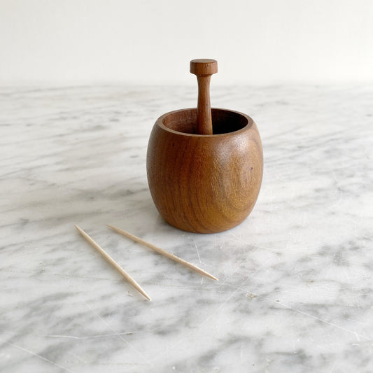 Vintage Turned Wood Toothpick Holder