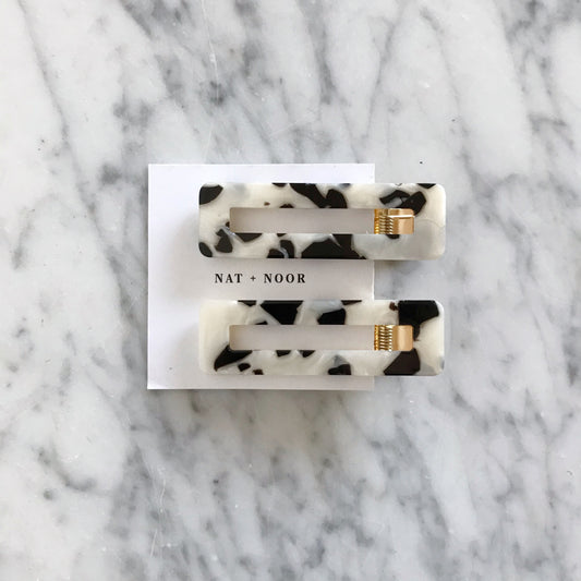 Pair of Hair Clips, Tortoise B+W