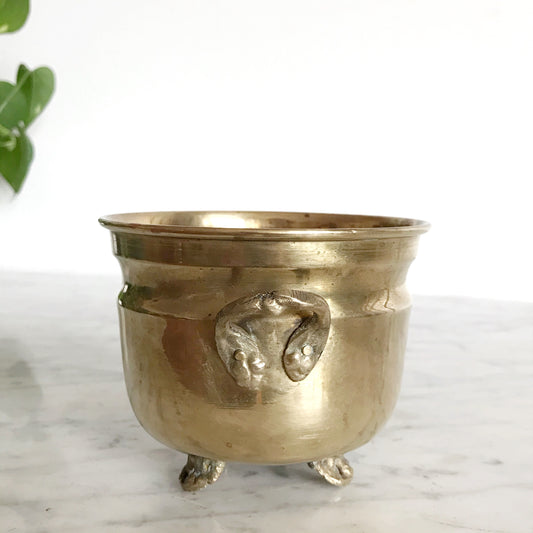 Cute Vintage Footed Brass Planter