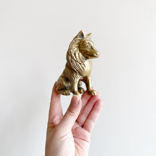 Vintage Brass Collie Dog, 4.5”
