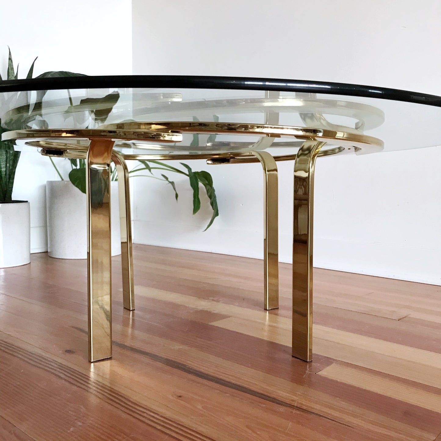 Vintage Glass and Brass Knot Coffee Table