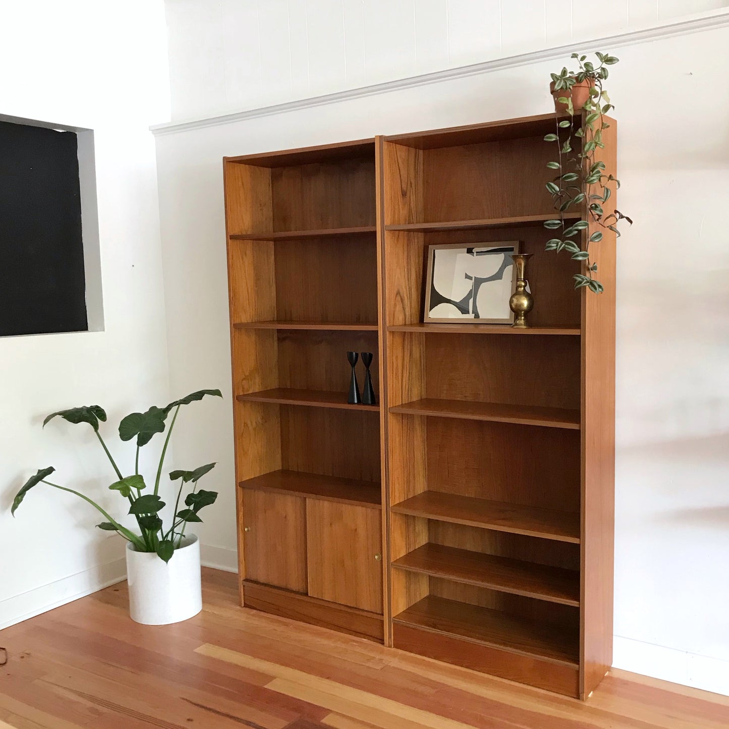 Pair of Tall Teak Bookcases