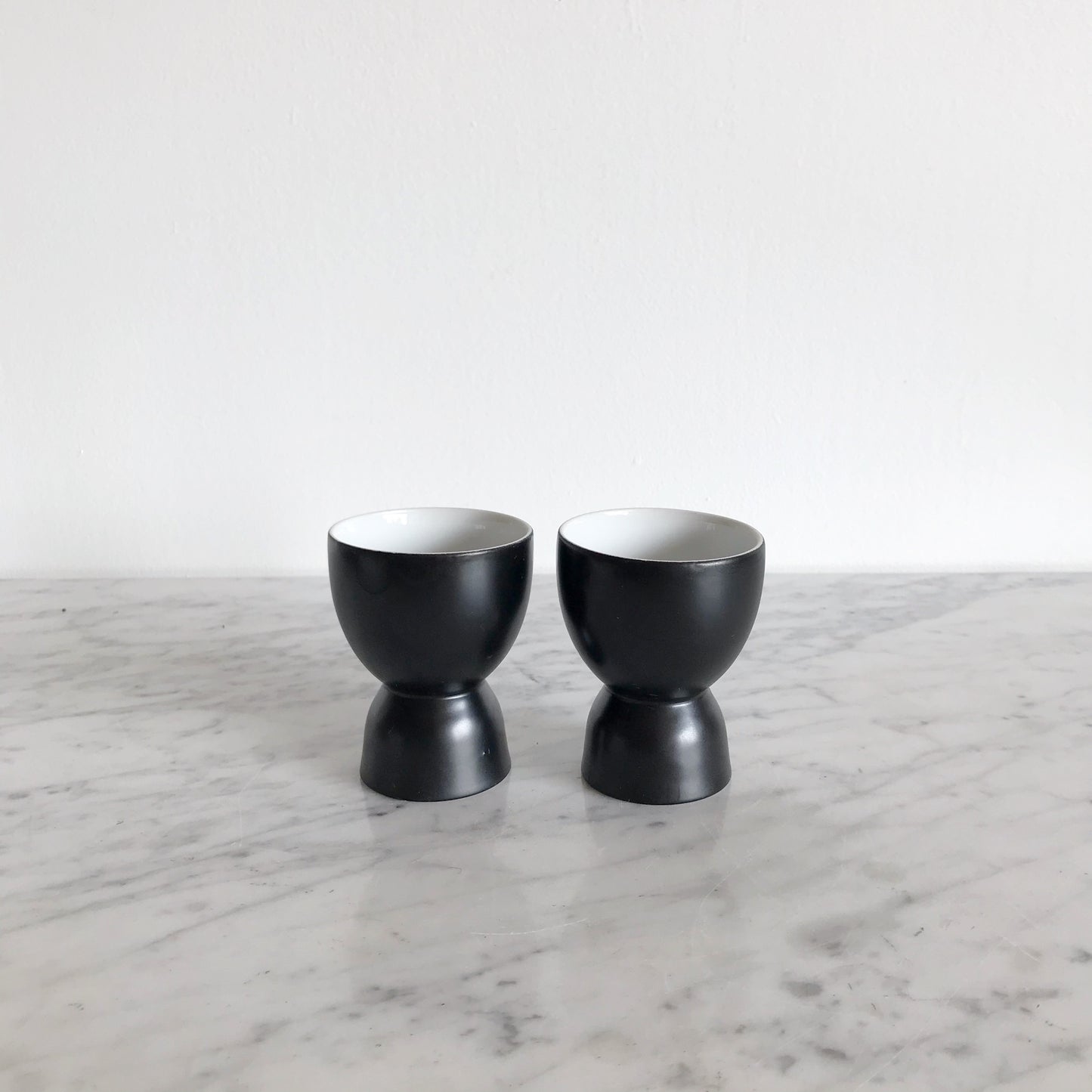 Pair of Vintage MCM Black + White Egg Cups