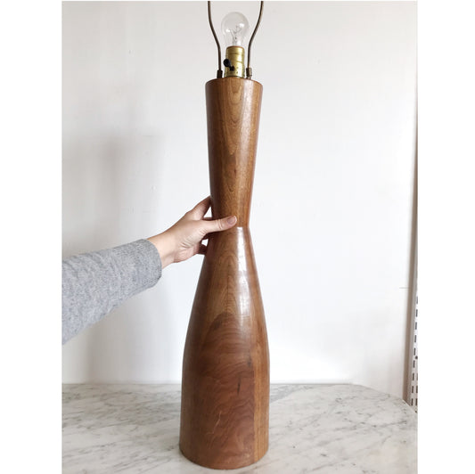 XL Vintage Mid-Century Turned Wood Lamp