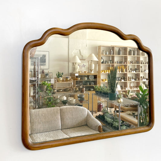 Antique “Wavy” Wood Framed Mirror