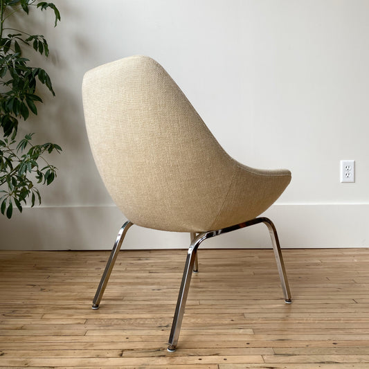 Vintage Upholstered Lounge Chair with Chrome Base