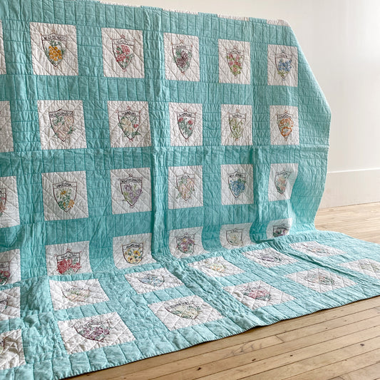 Vintage 48-State Flower Quilt (87" x 72")