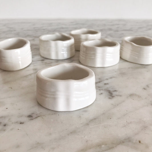 Set of 6 White Ceramic Napkin Rings