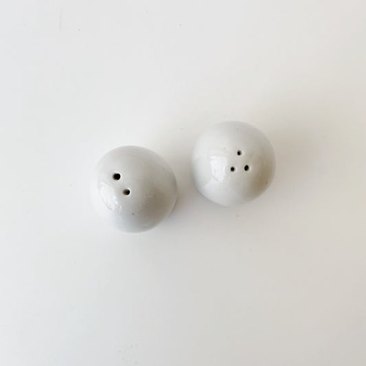 Petite Vintage Stoneware Salt + Pepper Set