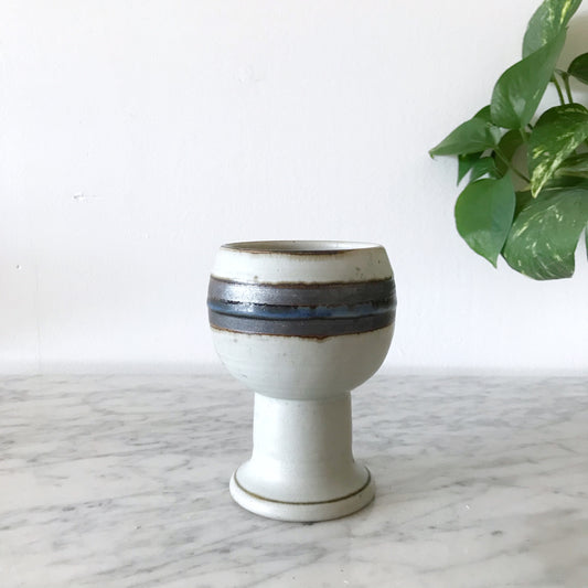 Vintage Pottery Goblet with Stripe