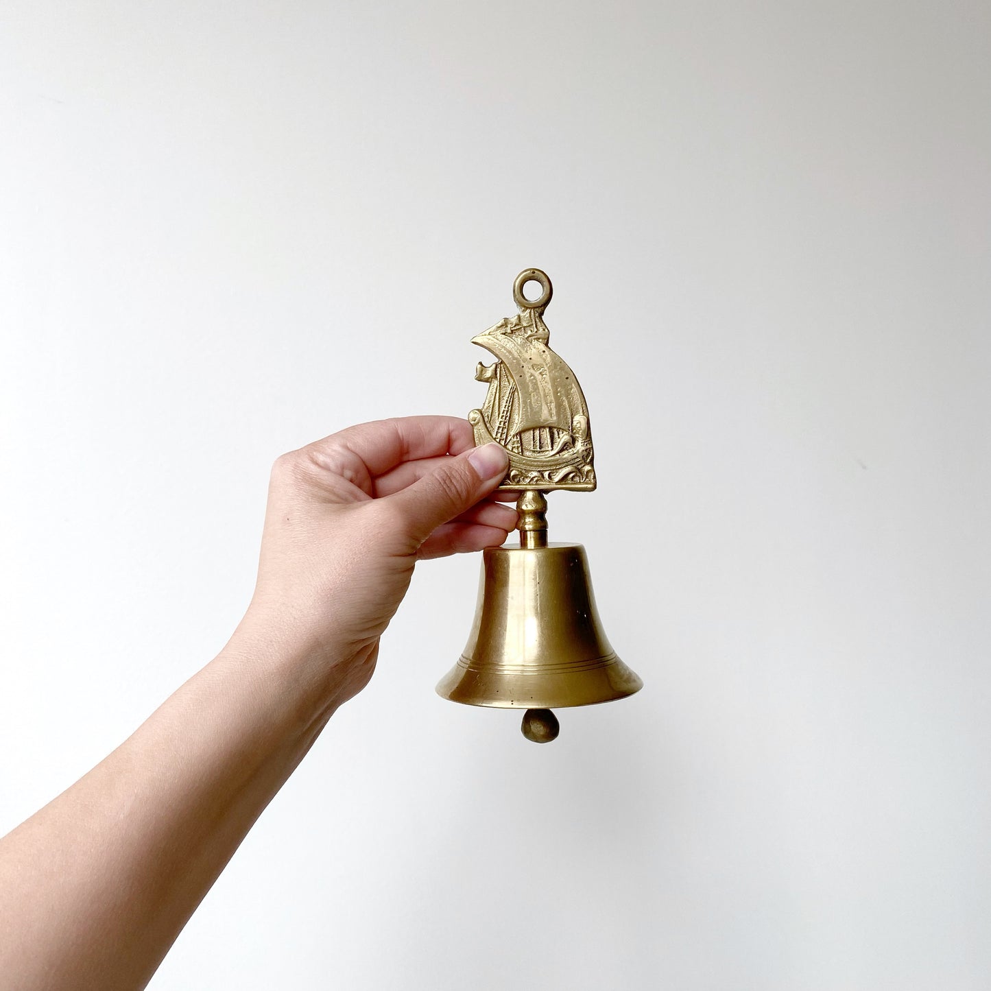 Large Vintage Brass Sailboat Bell