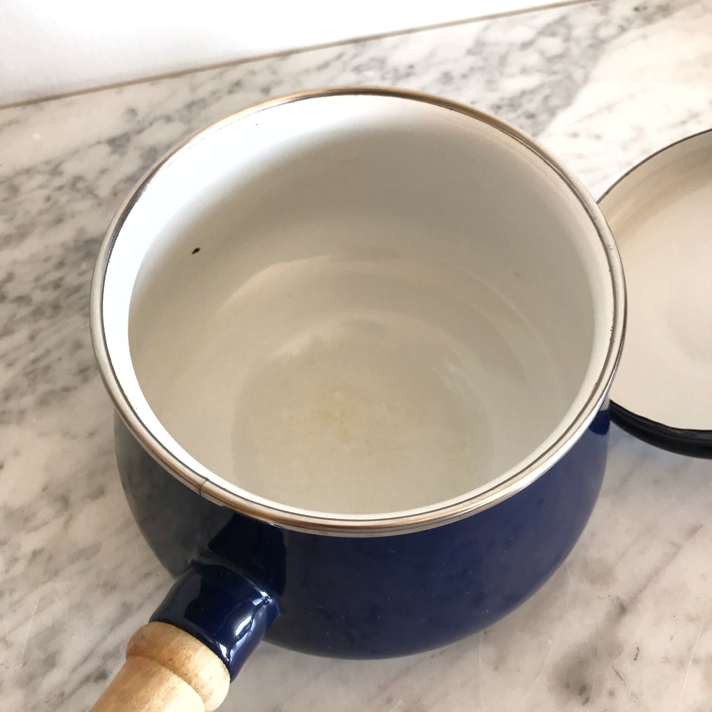 Vintage Blue Enamel Saucepan