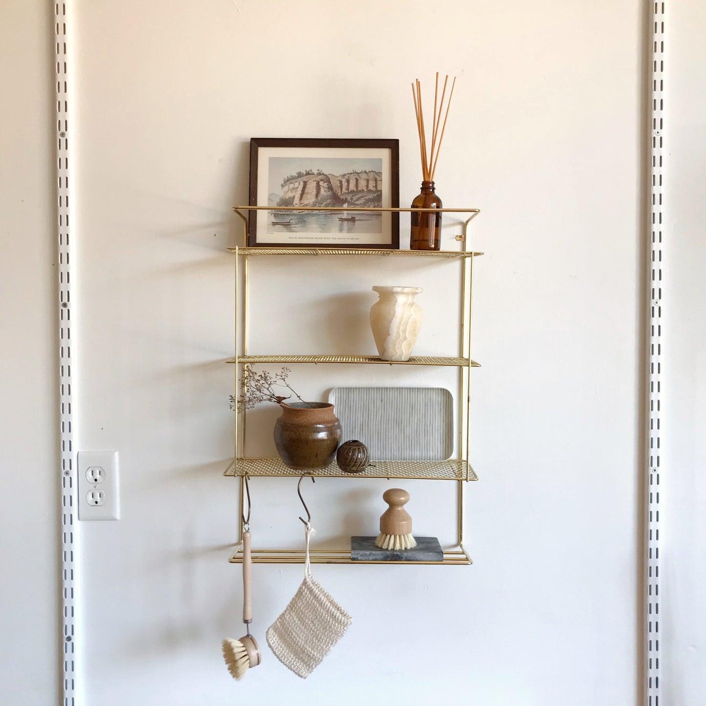 Vintage Gold Wire Shelving Rack