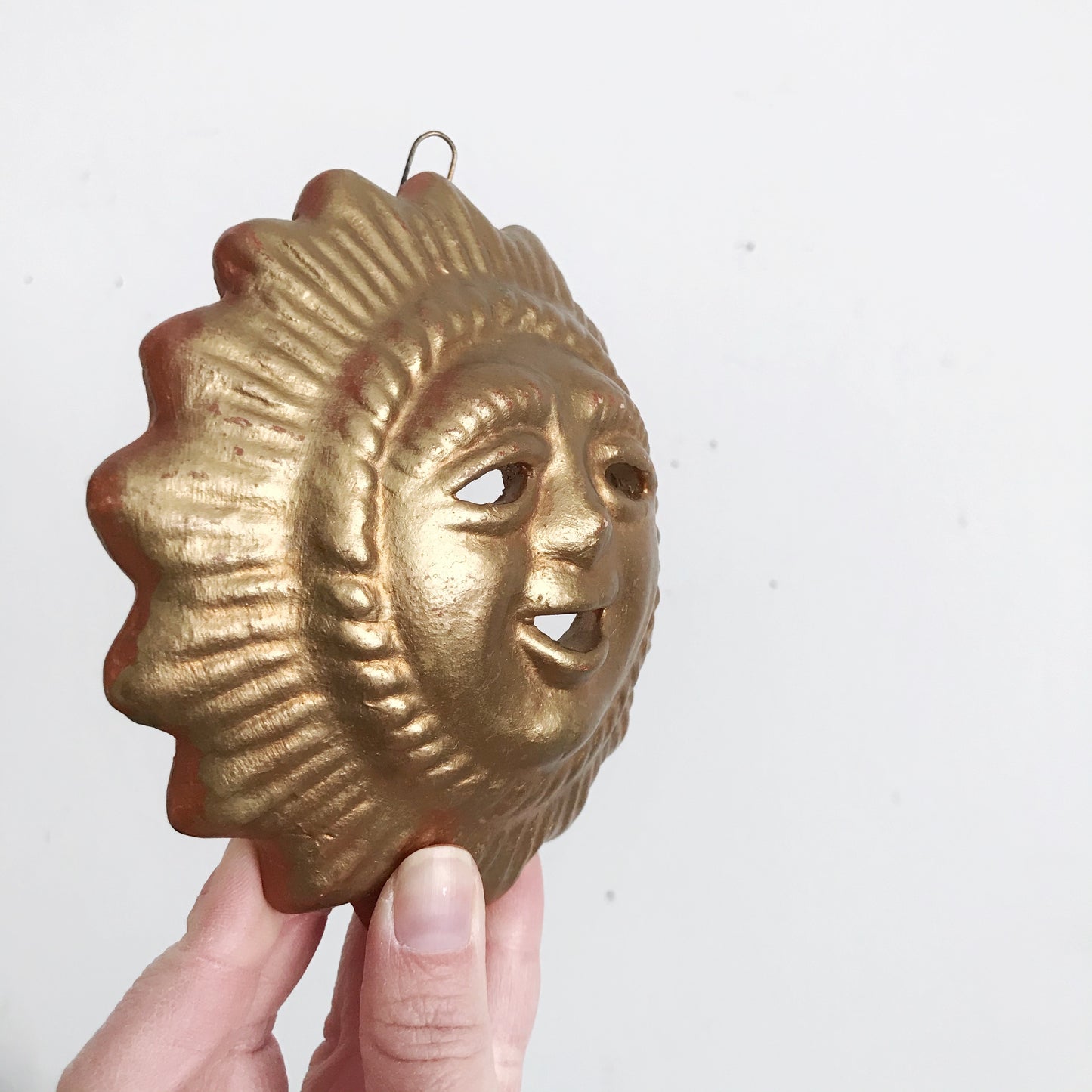 Vintage Golden Terracotta Sun Wall Hanging