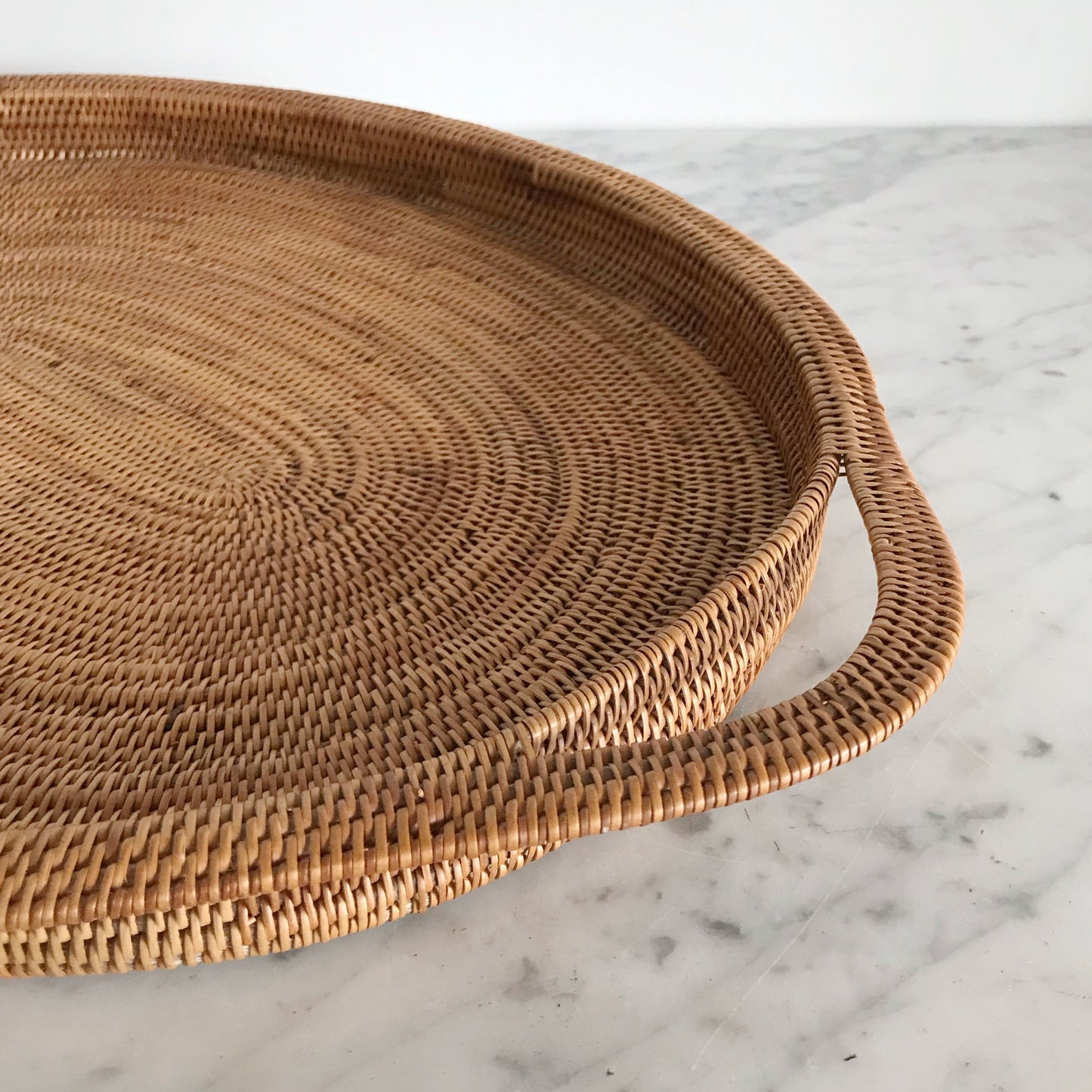 Vintage Woven Oval Tray with Handles